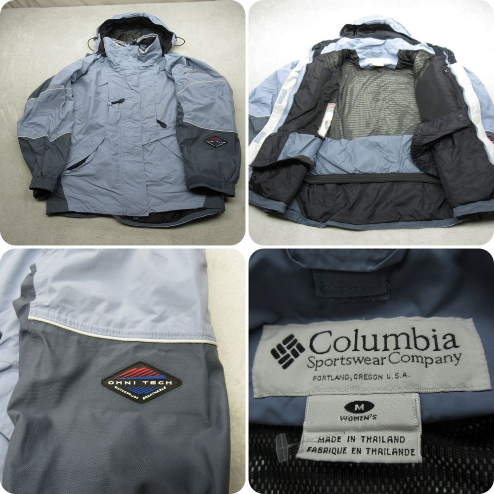 Columbia Titanium Jacket Women Medium Blue Gray Omni Tech Waterproof 3in1 Shell